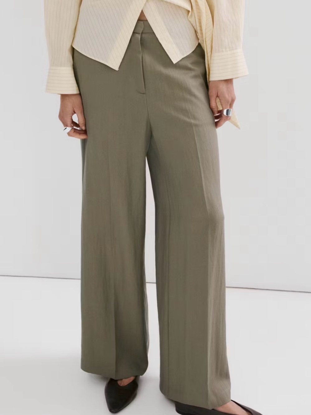 Mango Sage Wide-Leg Trousers